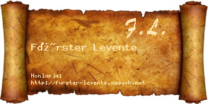 Fürster Levente névjegykártya